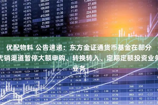 优配物料 公告速递：东方金证通货币基金在部分代销渠道暂停大额申购、转换转入、定期定额投资业务